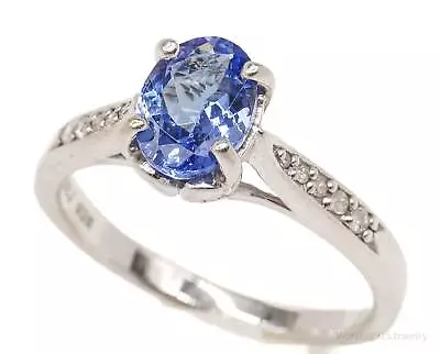 BBJ Tanzanite Diamond Rhodium Over Sterling Silver Ring - Size 7.75 • £163.95