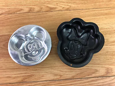 Mickey Mouse And Minnie Mouse Metal Tin Moulds • £14.39