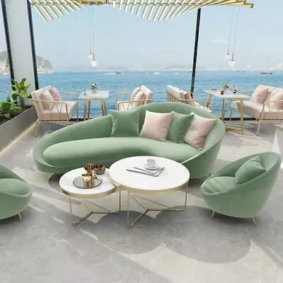 Modern Lounge Sofa Chair Curved Couch Single/2/3 Seater Velvet Fabric 7 Colours • $658.90