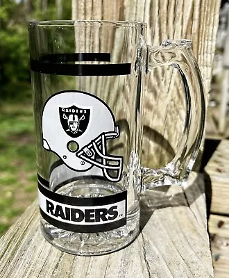 LOS ANGELES ~ OAKLAND RAIDERS Retro NFL 1980's Heavy Glass Beer / Drink Mug • $25.29