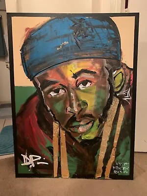 LARGE Autographed Canvas Portrait RAKIM HIP-HOP LEGEND!JAY Z FAVORITE RAPPER! • $1500