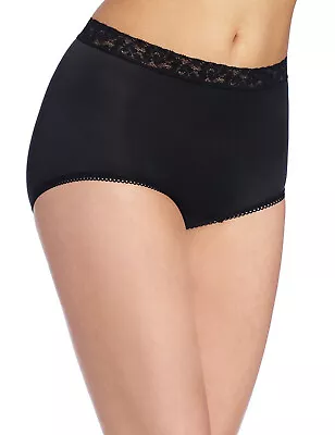 Wacoal 89366 Bodysuede Lace Waist Brief Panties Black Size 10 - 3XL • $12