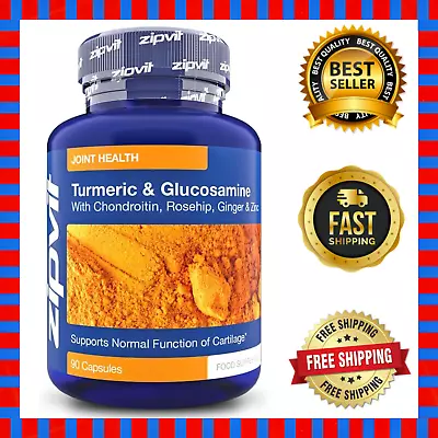 Turmeric And Glucosamine With Chondroitin Rosehip Ginger & Zinc | 90 Capsules • £13.99