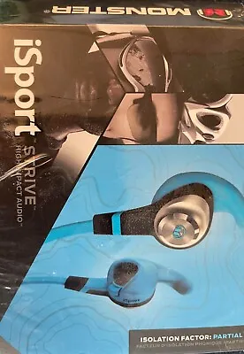 Monster ISport Strive In-Ear Headphones- Blue - SOUND ISOLATION SEALED • $35.99