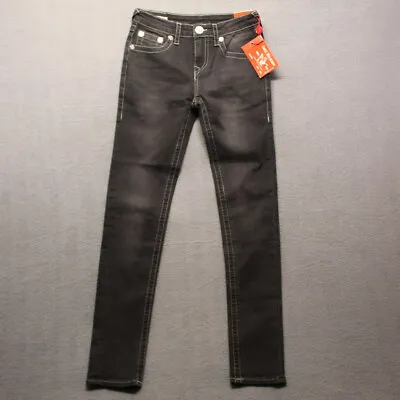 True Religion Skinny Jeans Halle Super Mid Rise Womens Denim Stretch Black 12 • $24.50