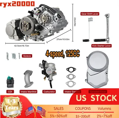 125CC Single Cylinder 4-speed Manual Clutch Dirt Bike Engine Motor Complete Kit  • $242.25