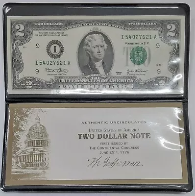 Series 2003 $2 FRN Crisp UNC I-A Block In US Monetary Exchange Folder W/COA • $10.95