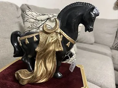 Universal Statuary 1958 Chinese 10  Tang Horse Stallion Black Gold Hollywood Reg • $35