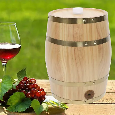 10L Oak Barrel Cask Wooden Storage Wine Brandy Whiskey Beer Dispenser Keg New • $57.01