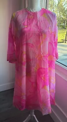 Vintage Malia For McInerny Hawaii Pink Floral Dress With A Pocket No Size Tag • $50