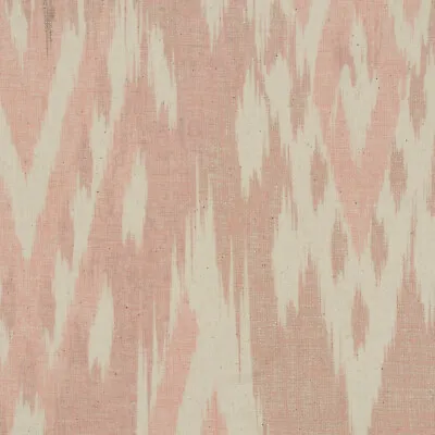 Balos Ikat Sorbet Pink  140cm Fabric 100% Cotton Print Linen Curtains Upholstery • £1.79