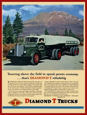 1947 Diamond T Trucks NEW METAL SIGN: Wilshire Products - Redding California • $19.88