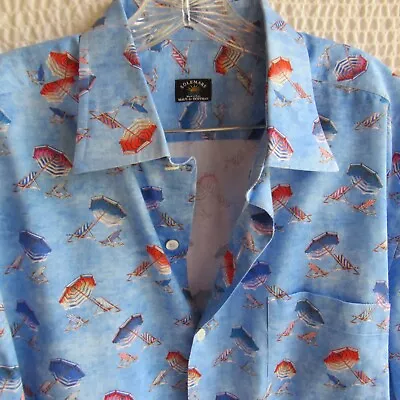 Solemare Maus & Hoffman Mens XL Button Up Shirt All Over Print Beach Chair Blue • $75