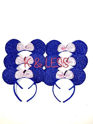 Minnie Mickey Mouse Ears Headbands 6pc Shiny BLUE Birthday Party Costume DIY • $9.50