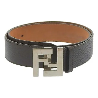 Men's Fendi FF Metal Buckle Dark Brown Grain Calf Leather Belt Size 105 • $585