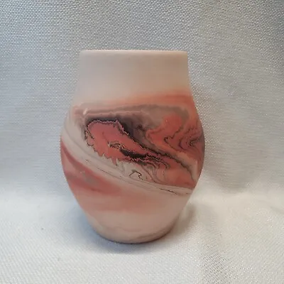 Nemadji USA Pottery Burnt Orange/Red/Rose/Creamy Color Swirl Vase 6  • $12.95