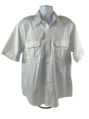 Abbott Military Shirt Mens Sz 17  (Large) Summer White Uniform Pilot Dress Shirt • $18.88