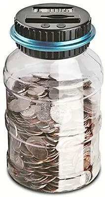 Digital UK Coins Automatic Counting Money Box Jar LCD Display Transparent Large • £15.49