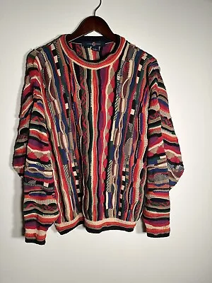 Vintage Cotton Traders Coogi Cosby Style Textured Multicolor Sweater Men’s M • $65