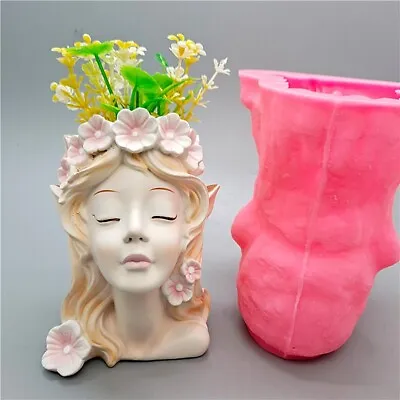 Large Fairy Girl Vase Planter Mould Cement Resin Concrete Pen Pot Silicone Mold • $39.89