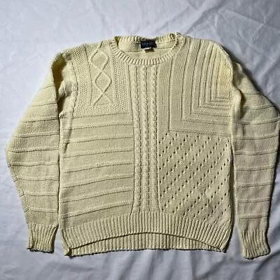 VTG 90S Izod Club Knitted Patchwork Design Crewneck Sweater Men’s Sz M Made USA • $35