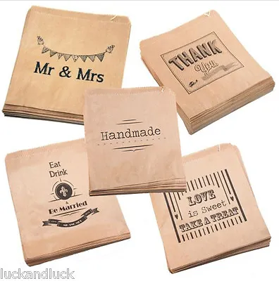 White & Brown Paper Bags  | Wedding Craft Favours Treats Mr Mrs Gifts X90 • £6.95