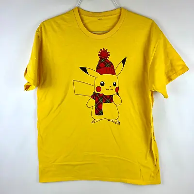 $14.95 • Buy Nintendo Pokemon Pikachu T Shirt Yellow 2021 Wearing A Hat And Scarf Adult XL