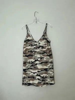 Zara Size XS Camo Print Linen Blend Dress Triple Strap Sundress Lightweight • $17.99