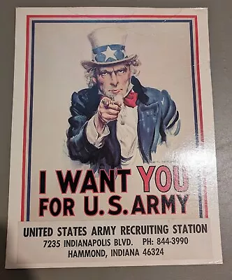 Vintage 1968 Vietnam Era Uncle Sam  I Want You  For U.S. Army Recruitment Poster • $40