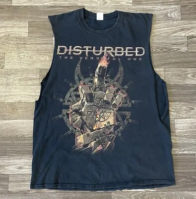 Disturbed Band Cut Off Shirt Tank Top Men’s Large Double Sided Rock Music • $30
