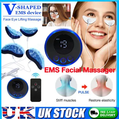 EMS Microcurrent Vibration Face Eye Massager V-face Double Chin Remover Lifting • £8.66