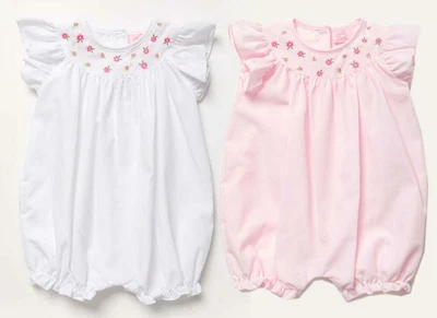 £10.99 • Buy Girls Flower Embroidered Smocked Romper