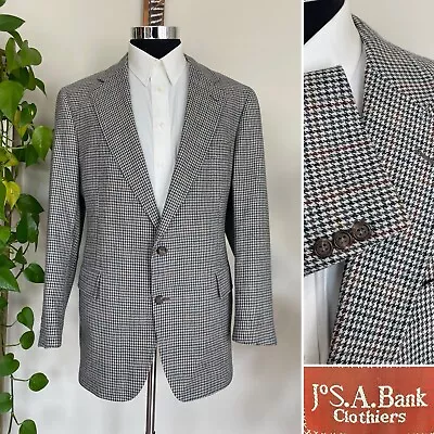 Jos A Bank Mens Two-Button Blazer Wool Tweed Sport Coat Jacket Vintage Size 44R • $69.95