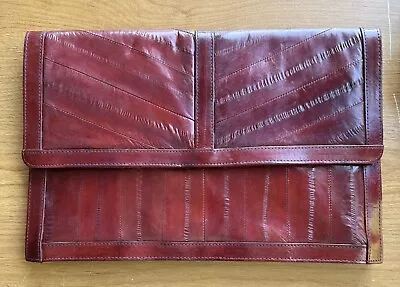 Vintage 80s Genuine EEL Skin Cordovan CLUTCH BAG • $20