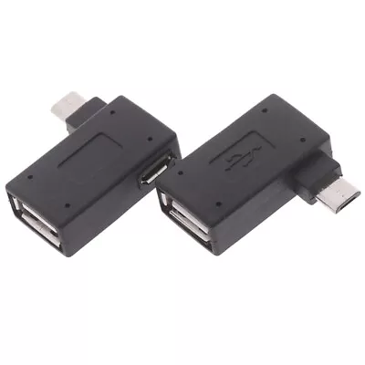 Micro Usb Male To Usb 2.0 Female Otg Power Splitter Adapter Angle Conne Hu • $1.71