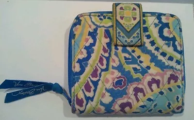 Vera Bradley Bi-Fold Wallet Capri Blue Zipper Change Credit Card Slip Pockets • $9.99