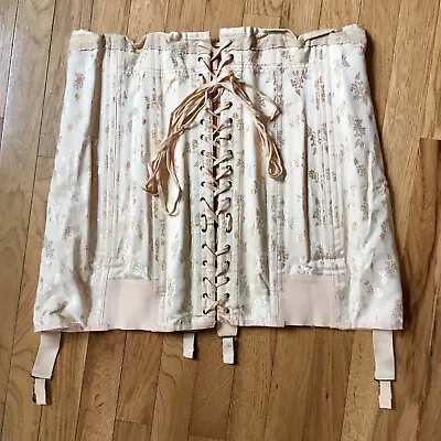 Vintage 50's G/B Girdle Corset Light Pink Garders Lacing Boning XL • $125