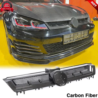 $218.49 • Buy For VW Golf7 MK7 VII GTI R 2014-17 DRY CARBON FIBER Front Grille Hood Grill Trim