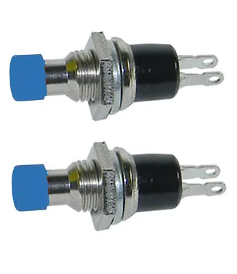 2 Pack SPST Normally Open Momentary Push Button Switch Blue    32728B • $5.50