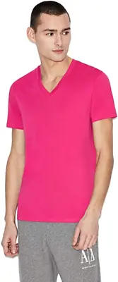 $29.99 • Buy A|X Armani Exchange Men's Pima  Jersey Short Sleeve V-Neck T-Shirt, Pink,M