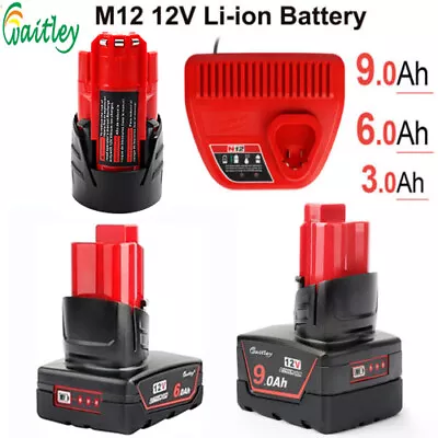 For Milwaukee M12 12V 3A 6A 9A Li-ion XC Battery 48-11-2420 2402 M12B6 Charger • £20.12