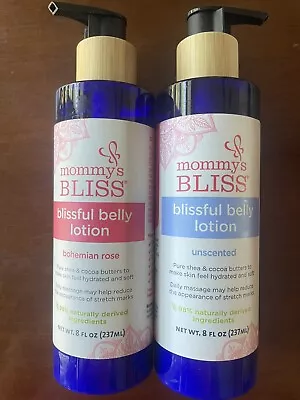 (2) Mommy's Bliss Belly Lotion-rose/unscented 8 Fl Oz Shea & Cocoa Butters • $14.99