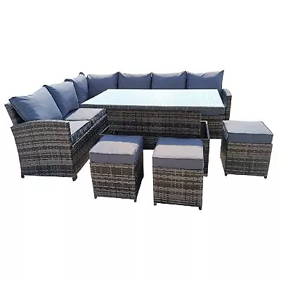 9 Seater Rattan Garden Furniture Corner Set With Height Adjustable Rising Table  • £899.99