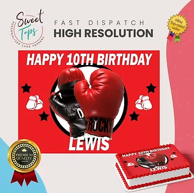 Boxing Rectangle Edible Birthday Cake Topper Decoration Personalised • £4.99