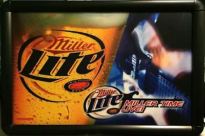Miller Time Live Lite Beer Music Light Guitar Bar Sign Promo 24  Rare NOS • $170