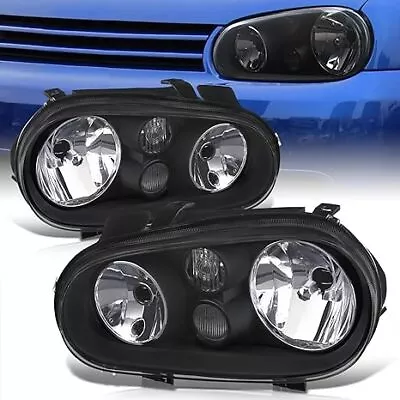 Projector Headlights W/ Built-in Fog Lamps Black For 1999-2006 VW Golf GTI MK4 • $99.99