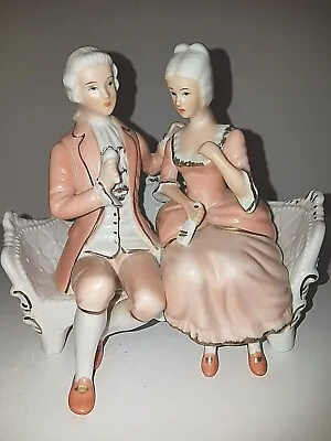 Giftware Figurine Peach Elegance Parlour Pair Couple On Love Seat 4.5  Tall • $19.99