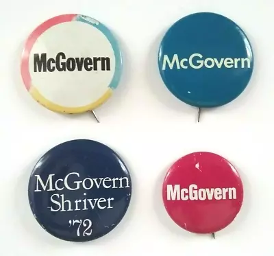 4 Vintage GEORGE MCGOVERN Presidential Campaign Political Pinback Buttons • $11.89