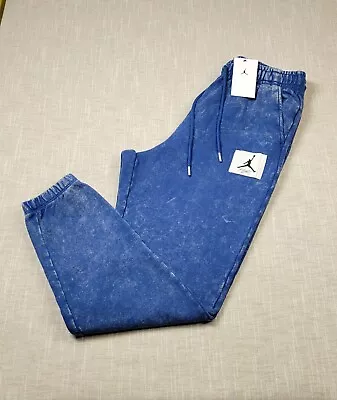 NIKE Air Jordan Jogger Pants Medium Mens Washed Blue White Tapered Fleece • $89.95