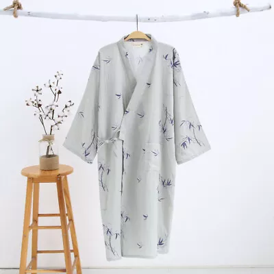 Japanese Yukata Kimono Pajamas Cotton Bamboo Khan Steamed Bathrobe Nightwear • £20.51